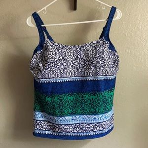 Lands End tankini 450518 blue/green/white 14